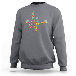 Mental Health Sweatshirt Healing Is Not Linear Emotion Faces TS09 Charcoal Printyourwear