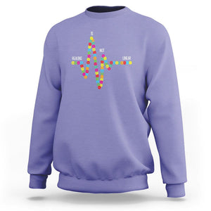 Mental Health Sweatshirt Healing Is Not Linear Emotion Faces TS09 Violet Printyourwear