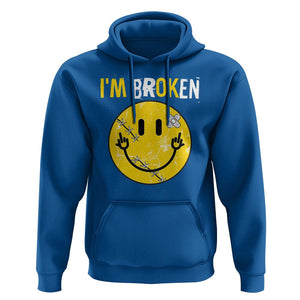 Mental Health Hoodie I'm Broken I'm Ok Invisible Illness Funny Fxxk Emotion Face TS09 Royal Blue Printyourwear