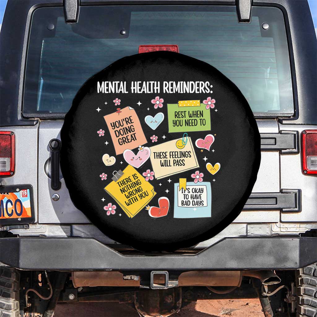Mental Health Reminders Motivation Spare Tire Cover TS09 No hole Black Print Your Wear