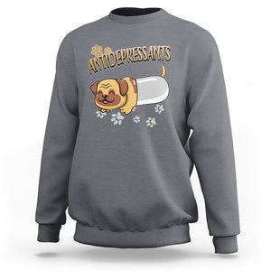 Mental Health Dog Lover Sweatshirt Antidepressants Dog Puppy Pill TS09 Charcoal Printyourwear