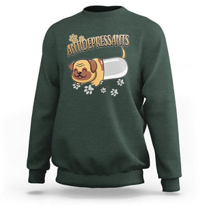 Mental Health Dog Lover Sweatshirt Antidepressants Dog Puppy Pill TS09 Dark Forest Green Printyourwear
