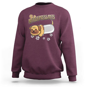 Mental Health Dog Lover Sweatshirt Antidepressants Dog Puppy Pill TS09 Maroon Printyourwear