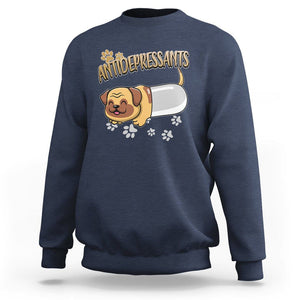 Mental Health Dog Lover Sweatshirt Antidepressants Dog Puppy Pill TS09 Navy Printyourwear