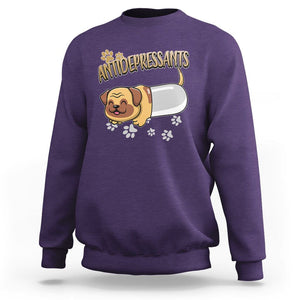 Mental Health Dog Lover Sweatshirt Antidepressants Dog Puppy Pill TS09 Purple Printyourwear
