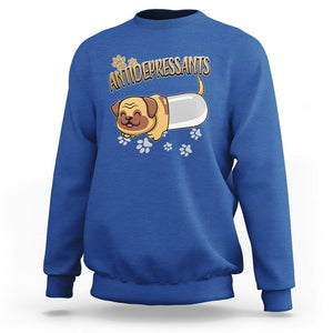 Mental Health Dog Lover Sweatshirt Antidepressants Dog Puppy Pill TS09 Royal Blue Printyourwear