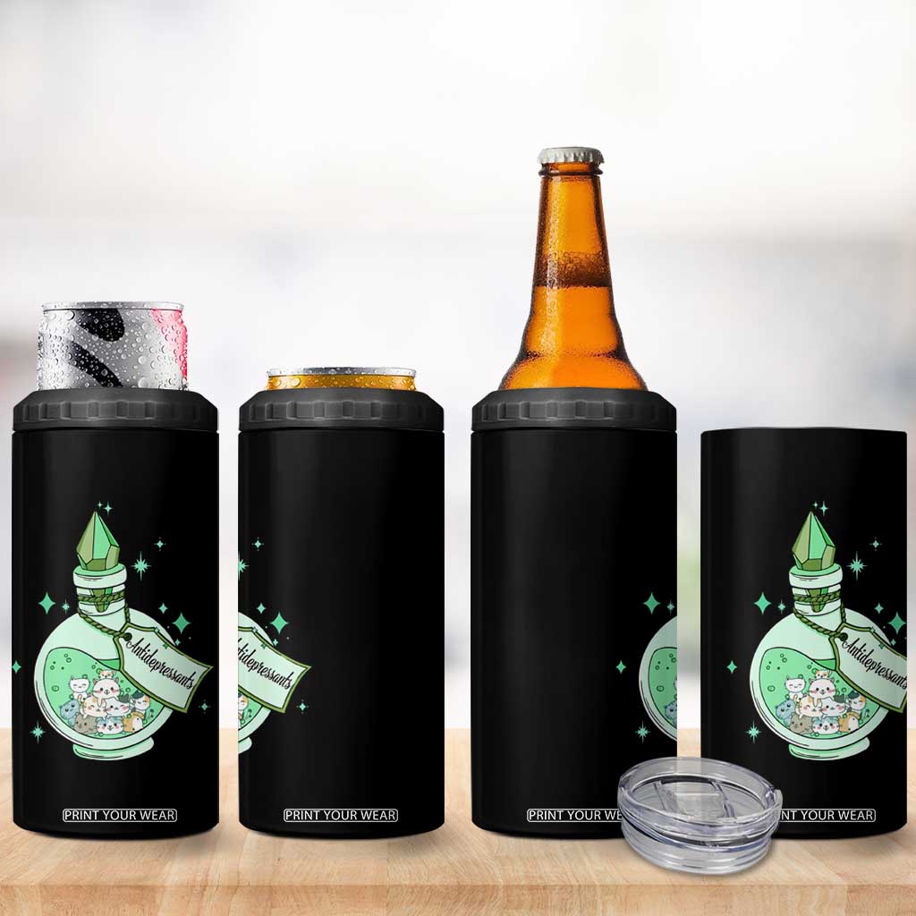 Mental Health Cat Lover 4 in 1 Can Cooler Tumbler Antidepressants Cat Cute Pill TS09 Print Your Wear