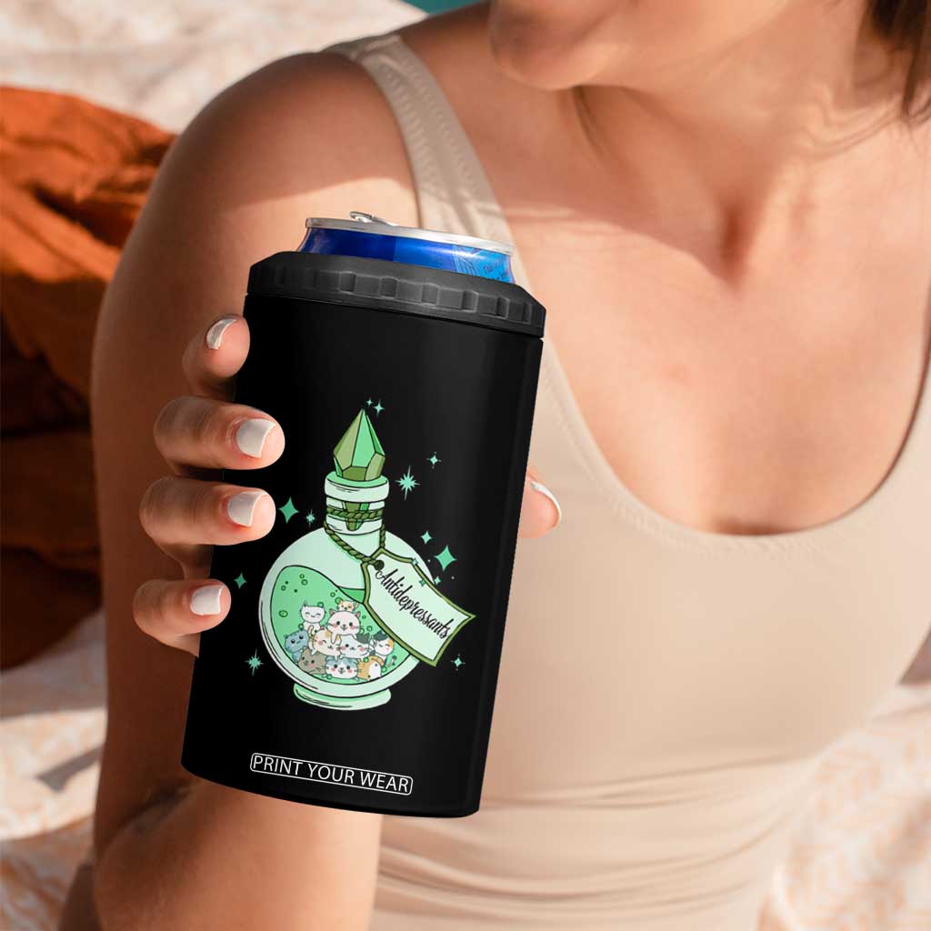 Mental Health Cat Lover 4 in 1 Can Cooler Tumbler Antidepressants Cat Cute Pill TS09 Print Your Wear