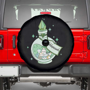 Mental Health Cat Lover Spare Tire Cover Antidepressants Cat Cute Pill TS09 Black Print Your Wear