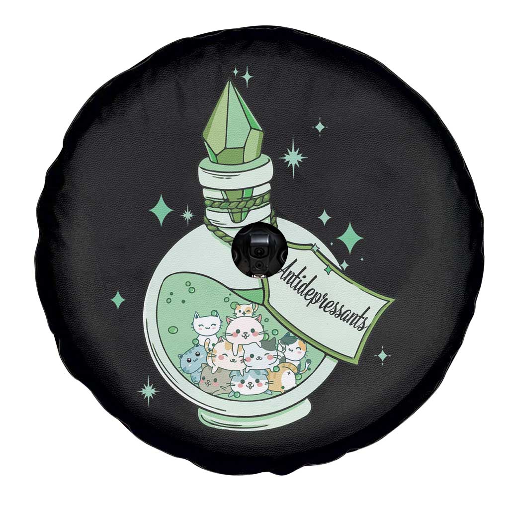 Mental Health Cat Lover Spare Tire Cover Antidepressants Cat Cute Pill TS09 Print Your Wear
