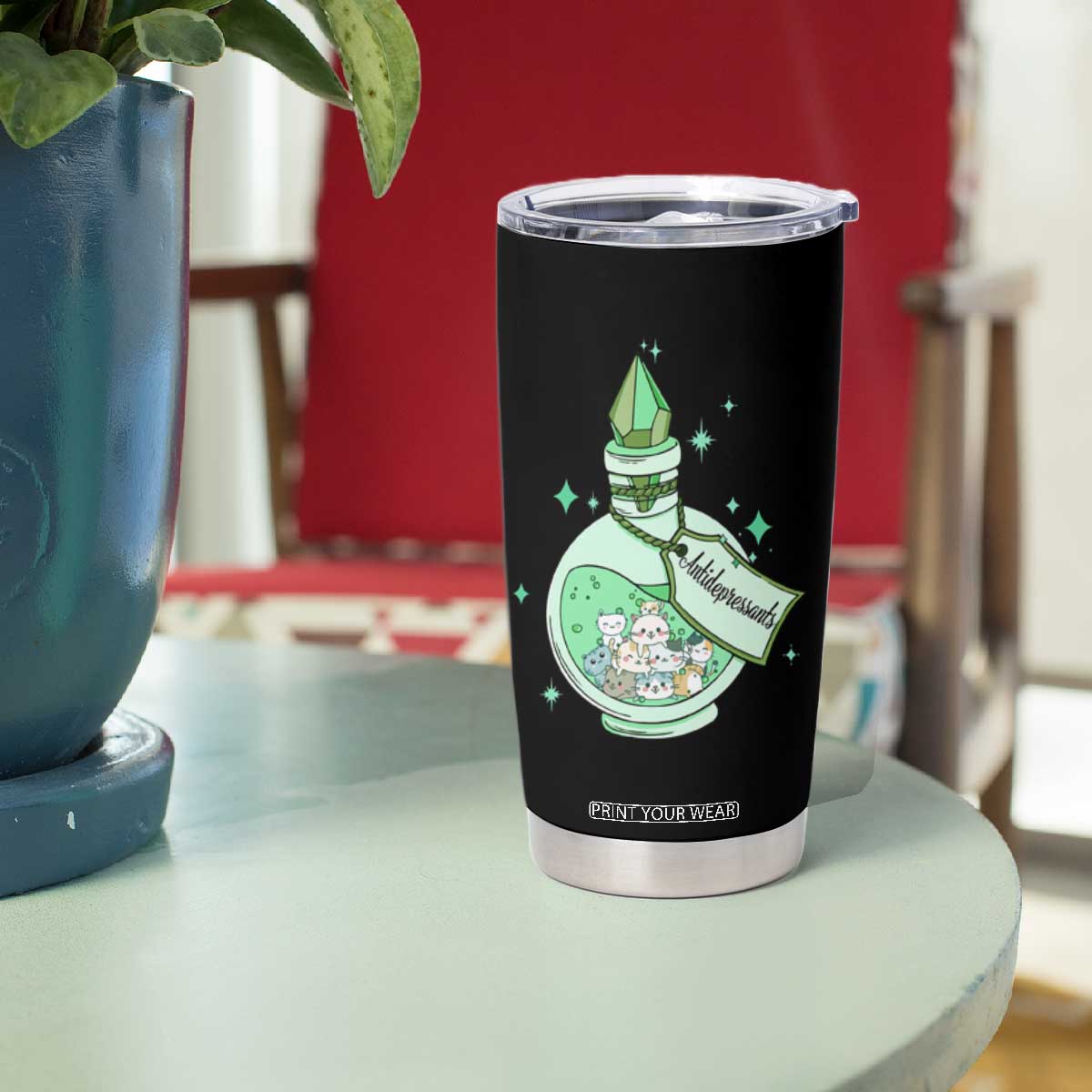 Mental Health Cat Lover Tumbler Cup Antidepressants Cat Cute Pill TS09 Print Your Wear
