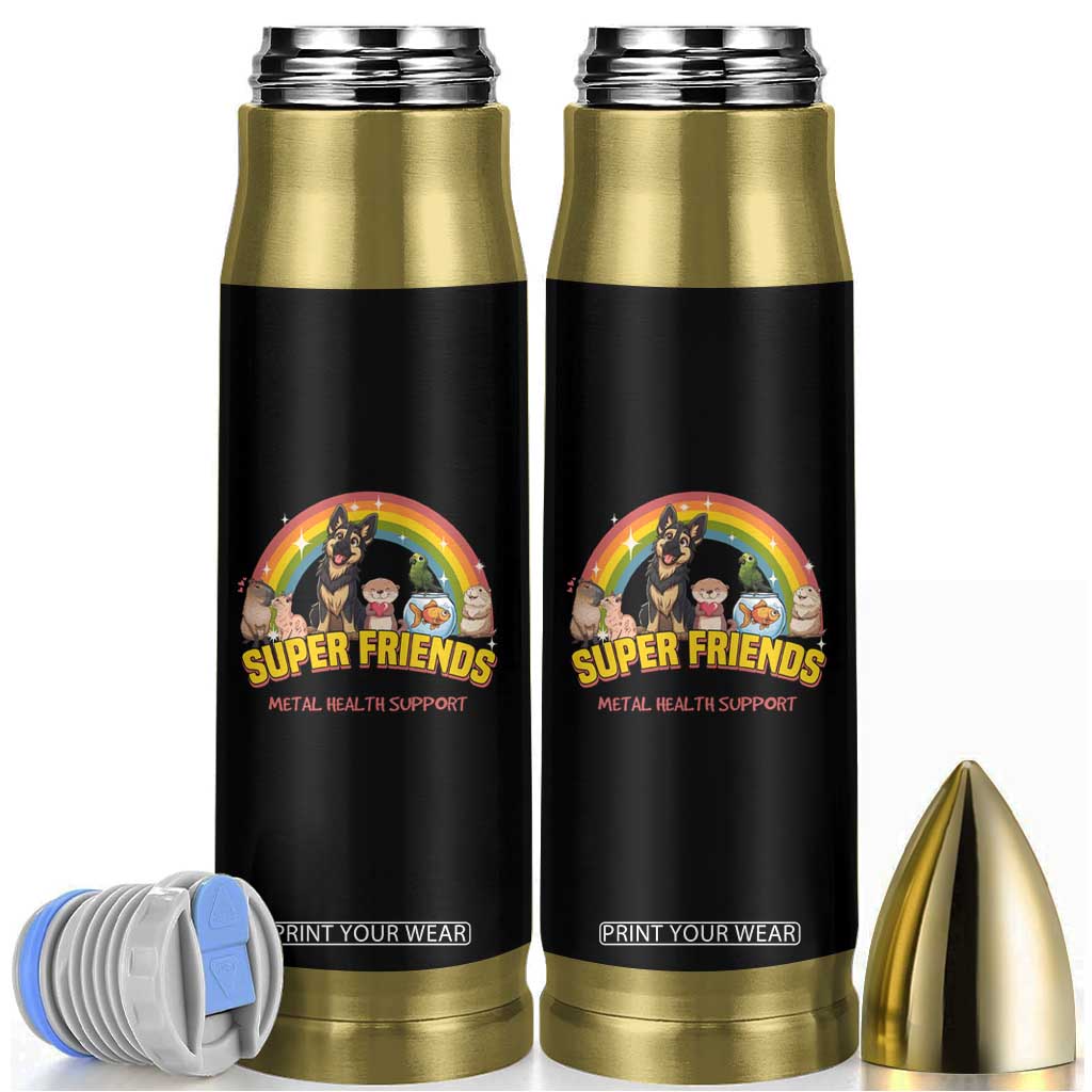 Mental Health Support Bullet Tumbler Super Friends Cute Animals Dog Cat Capybara Otter TS09 Black Print Your Wear