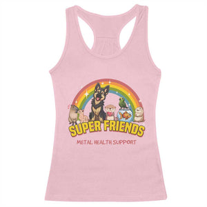 Mental Health Support Racerback Tank Top Super Friends Cute Animals Dog Cat Capybara Otter TS09 Light Pink Print Your Wear