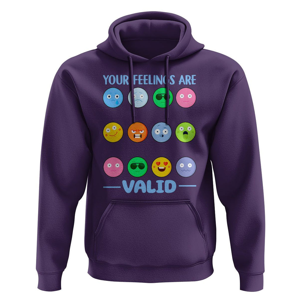Mental Health Hoodie Your Feelings Are Valid Emotion Faces TS09 Purple Printyourwear