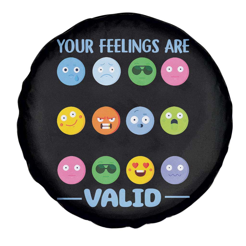 Mental Health Spare Tire Cover Your Feelings Are Valid Emotion Faces TS09 Print Your Wear