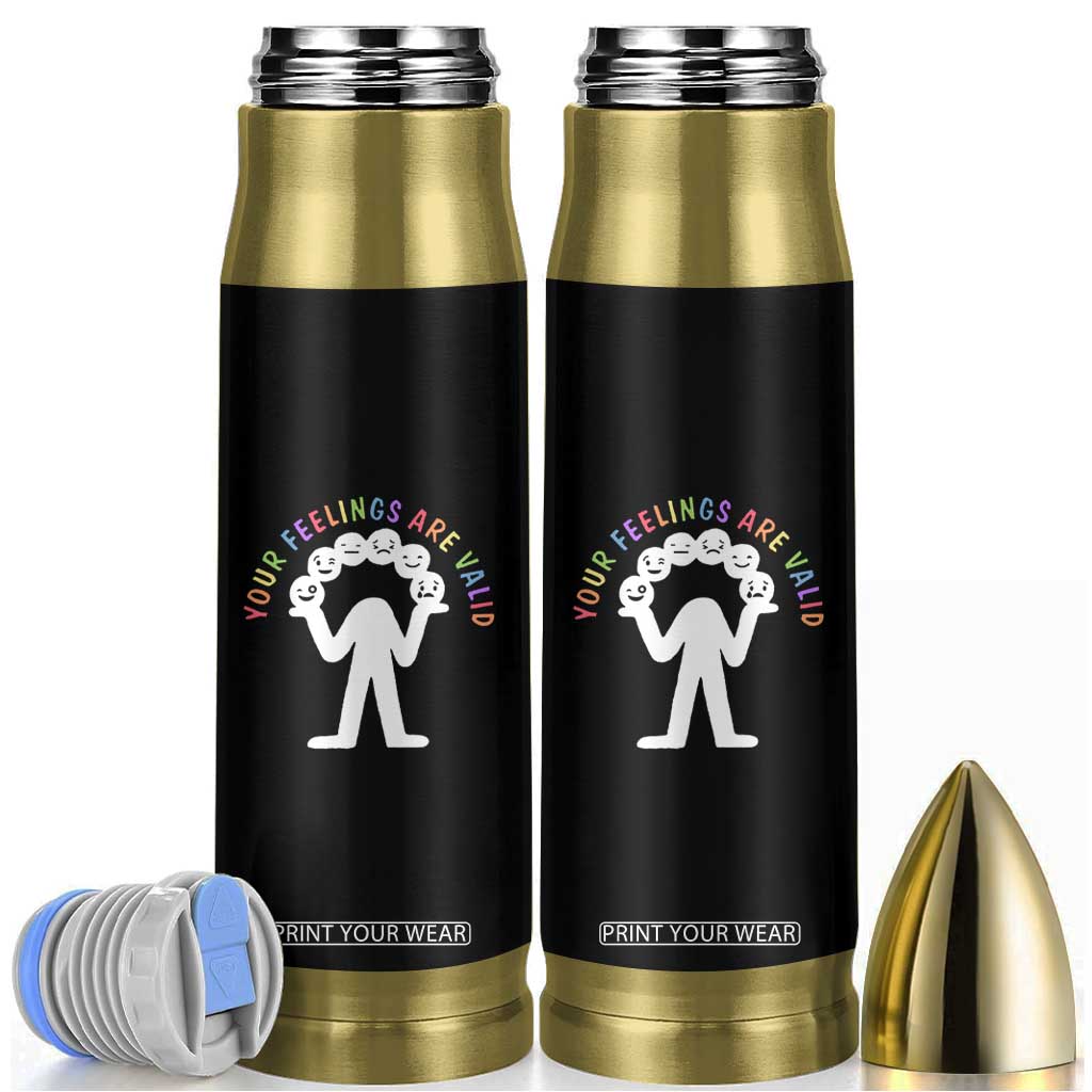 Your Feelings Are Valid Emotion Faces Mental Health Bullet Tumbler TS09 Black Print Your Wear