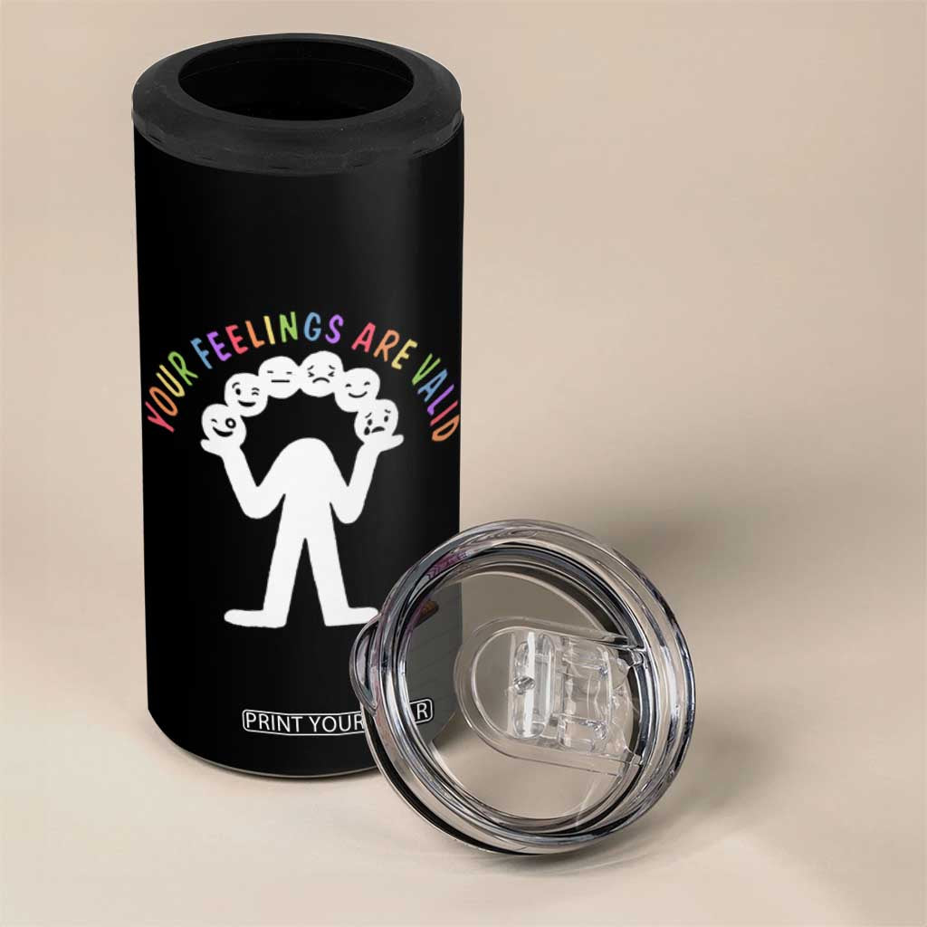 Your Feelings Are Valid Emotion Faces Mental Health 4 in 1 Can Cooler Tumbler TS09 Print Your Wear