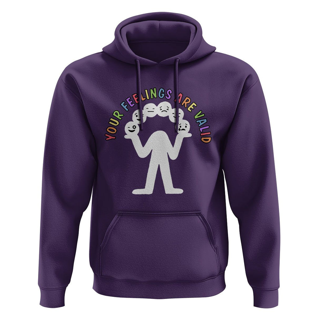 Mental Health Hoodie Your Feelings Are Valid Emotion Faces TS09 Purple Printyourwear