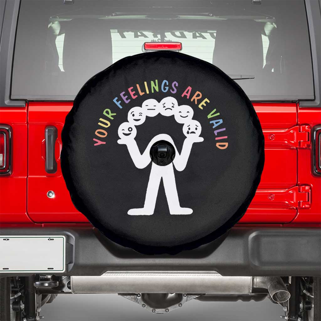 Mental Health Spare Tire Cover Your Feelings Are Valid All Emotions TS09 Black Print Your Wear