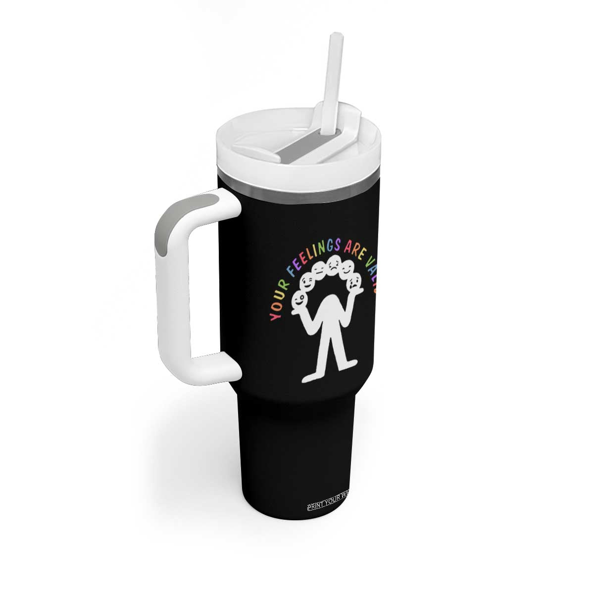 Your Feelings Are Valid Emotion Faces Mental Health Tumbler With Handle TS09 Print Your Wear