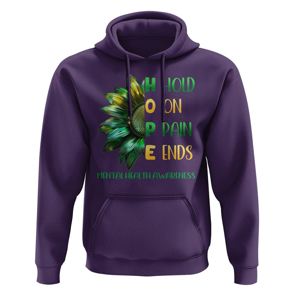 Mental Health Hoodie HOPE Hold On Pain Ends Suicide Prevention TS09 Purple Printyourwear