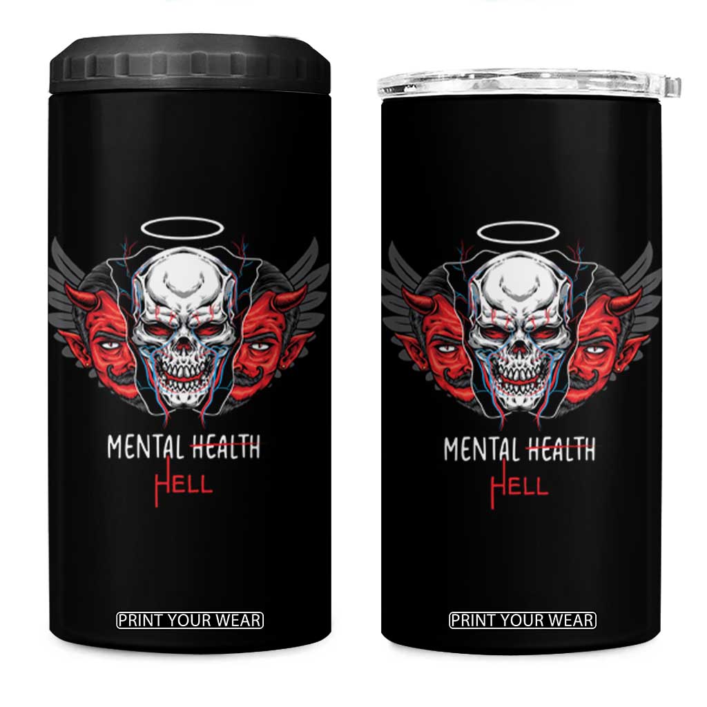 Mental Health Hell Satan Skull 4 in 1 Can Cooler Tumbler TS09 One Size: 16 oz Black Print Your Wear