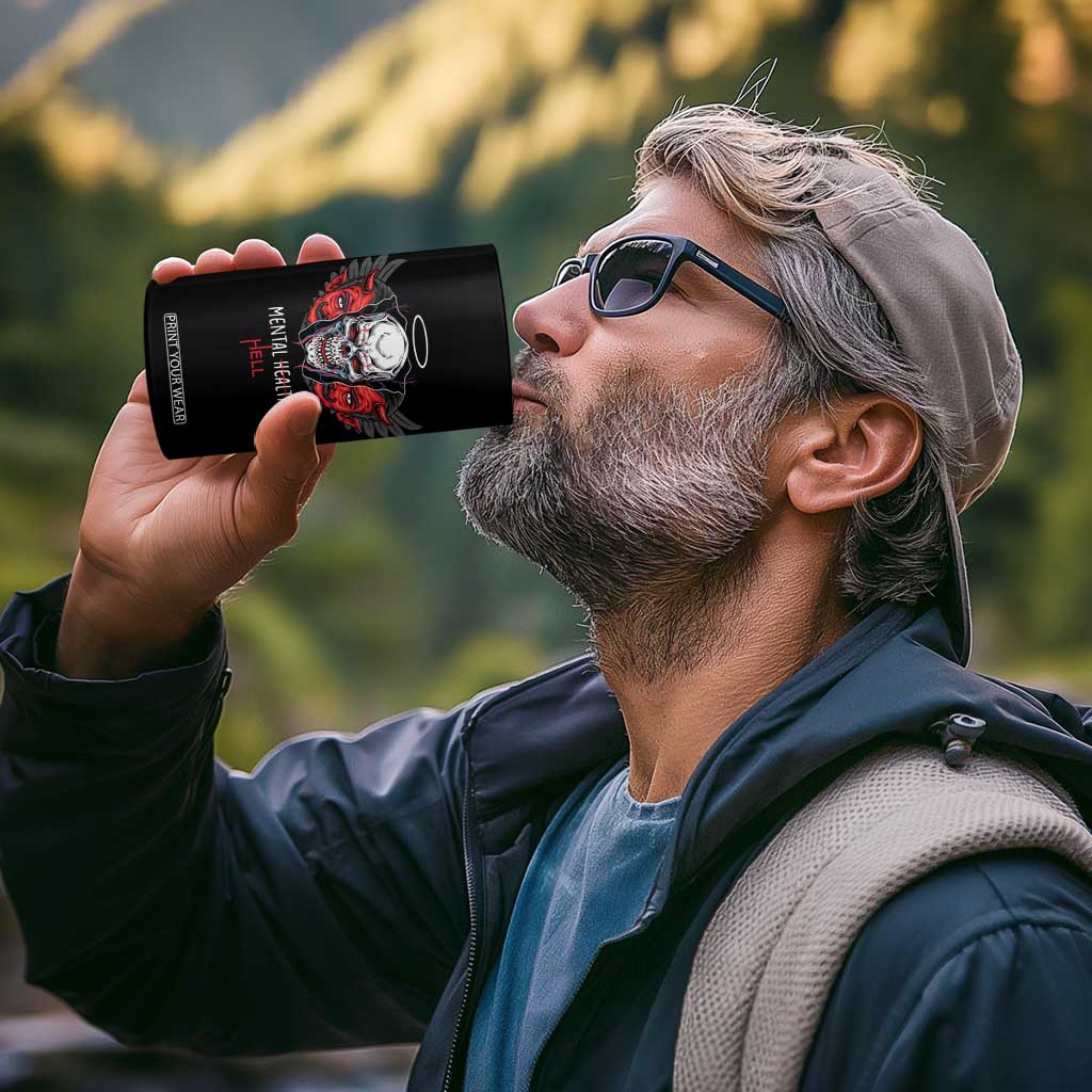 Mental Health Hell Satan Skull 4 in 1 Can Cooler Tumbler TS09 Print Your Wear