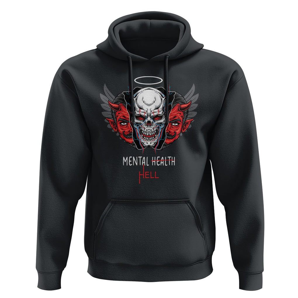 Mental Health Hell Satan Skull Hoodie TS09 Black Printyourwear