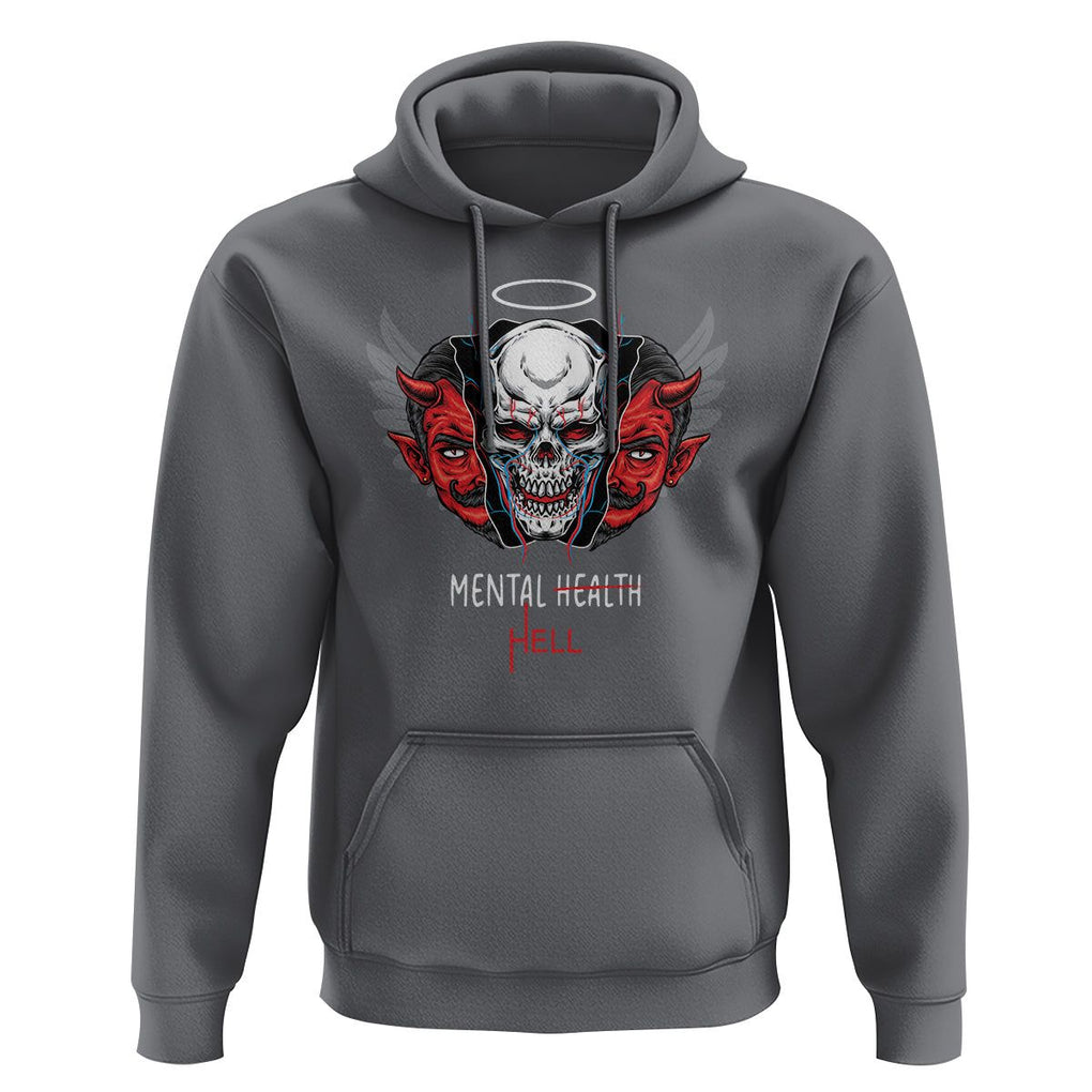 Mental Health Hell Satan Skull Hoodie TS09 Charcoal Printyourwear