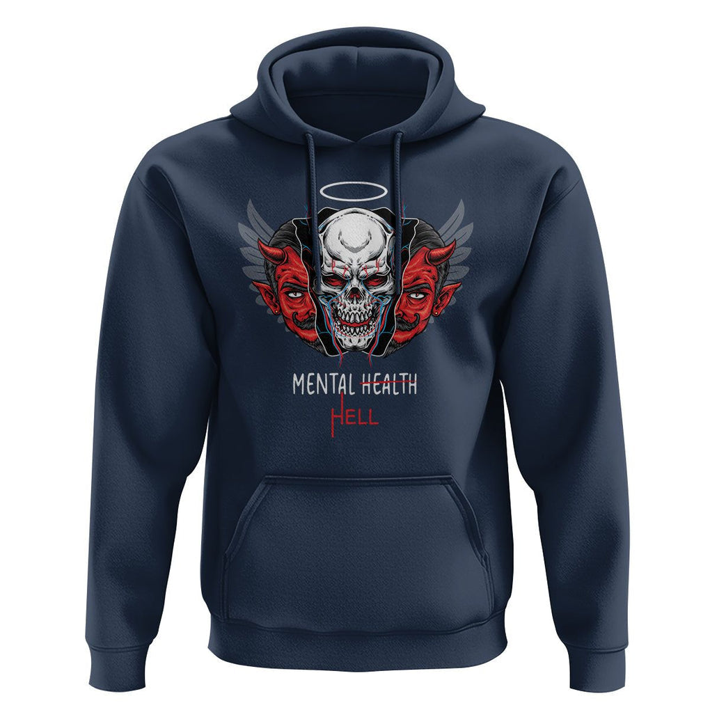 Mental Health Hell Satan Skull Hoodie TS09 Navy Printyourwear