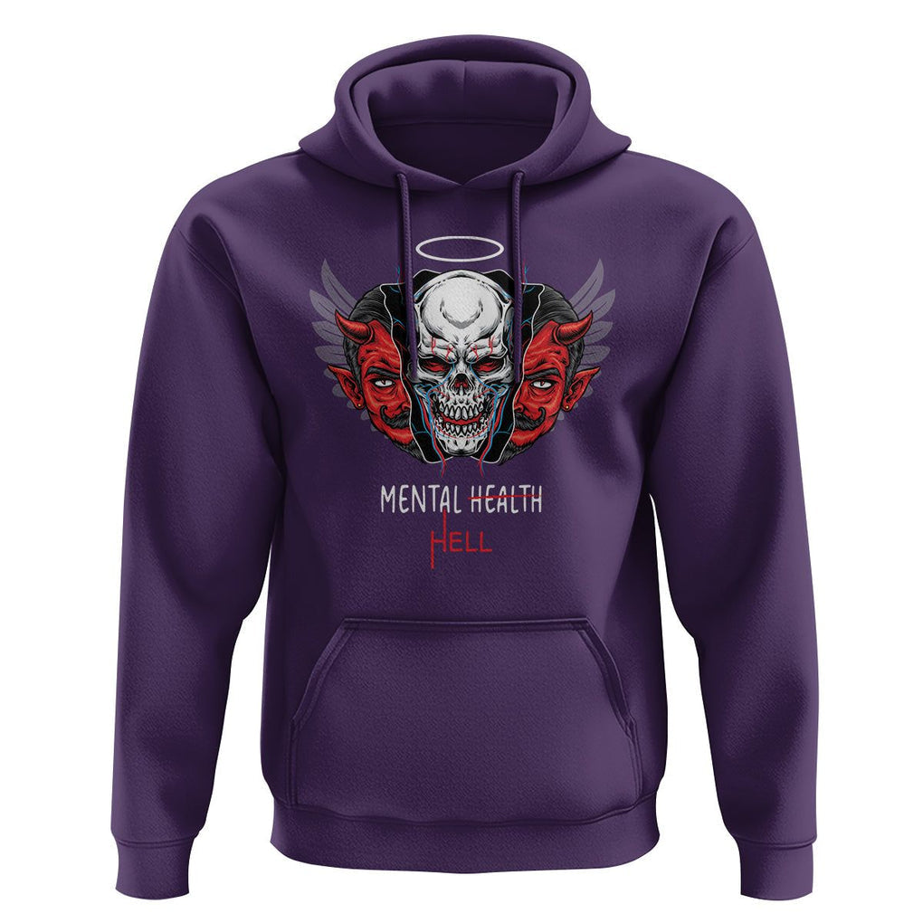 Mental Health Hell Satan Skull Hoodie TS09 Purple Printyourwear