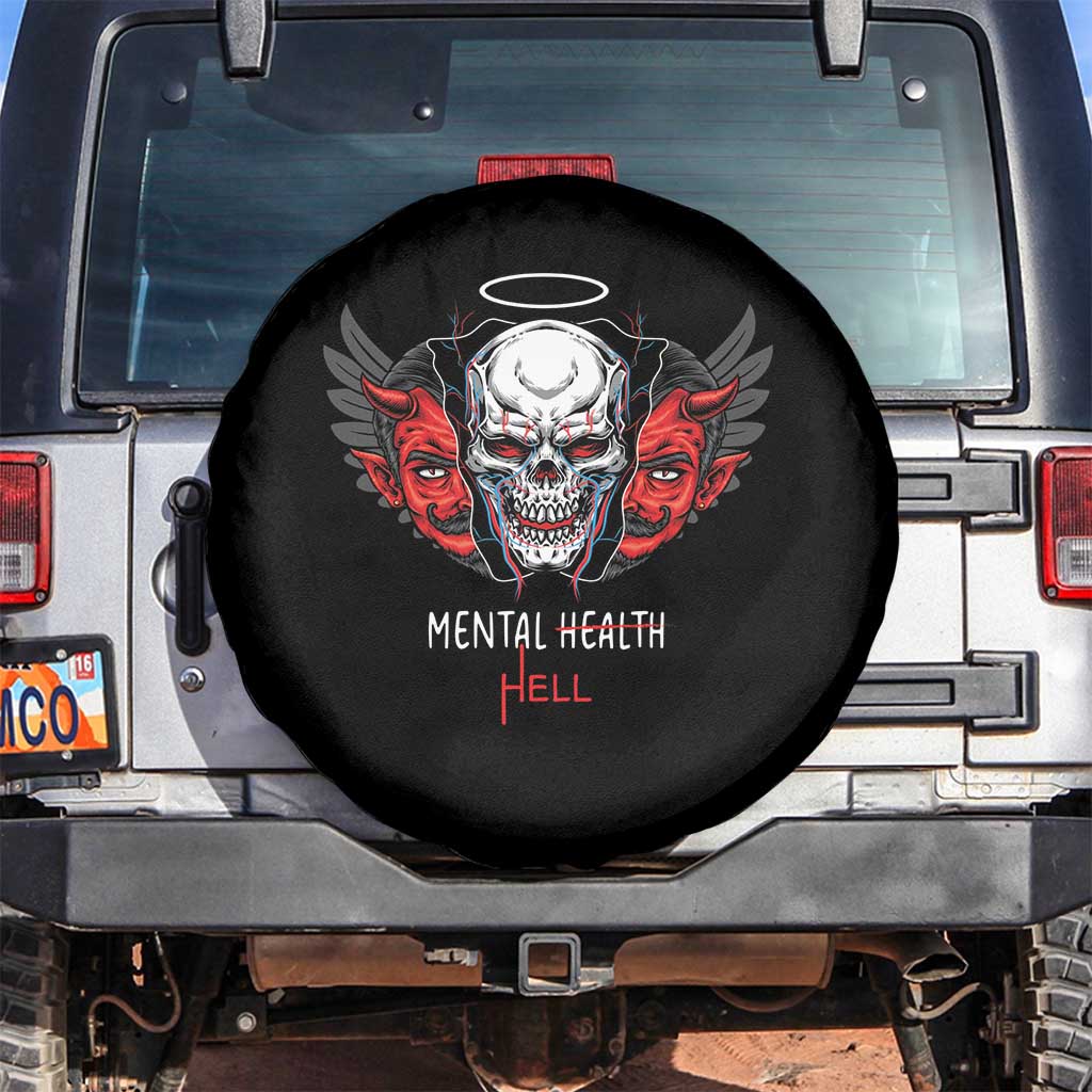 Mental Health Hell Satan Skull Spare Tire Cover TS09 No hole Black Print Your Wear