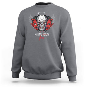 Mental Health Hell Satan Skull Sweatshirt TS09 Charcoal Printyourwear