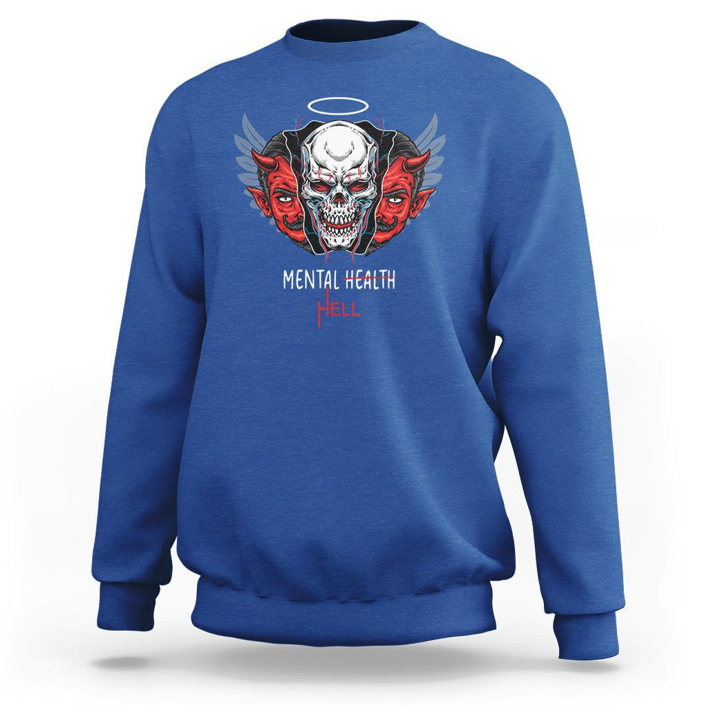 Mental Health Hell Satan Skull Sweatshirt TS09 Royal Blue Printyourwear