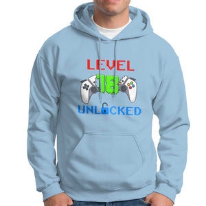 Gamer Birthday Hoodie Day Of Birth Level 18 Unlocked Video Game TS09 Light Blue Print Your Wear