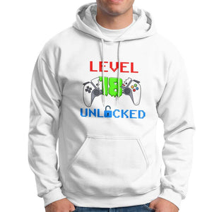 Gamer Birthday Hoodie Day Of Birth Level 18 Unlocked Video Game TS09 White Print Your Wear