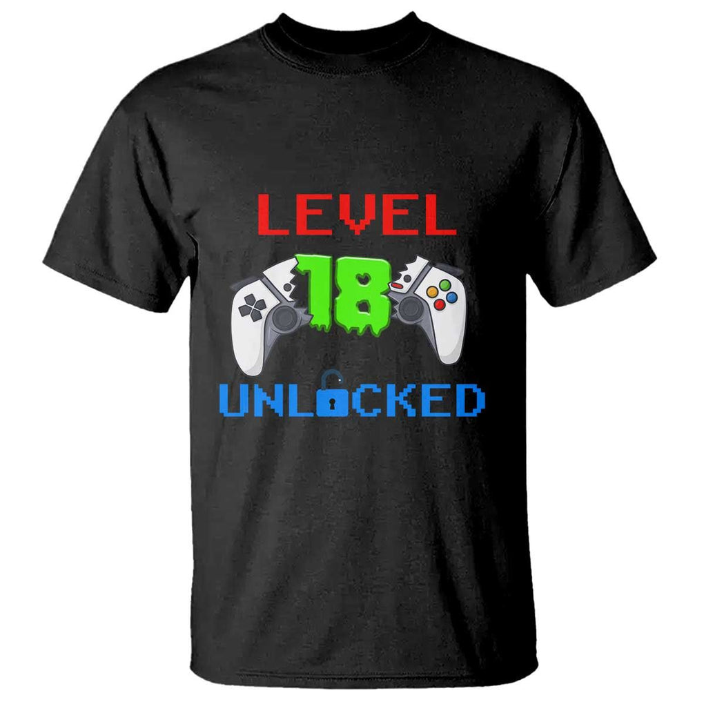 Gamer Birthday T Shirt Day Of Birth Level 18 Unlocked Video Game TS09 Black Print Your Wear