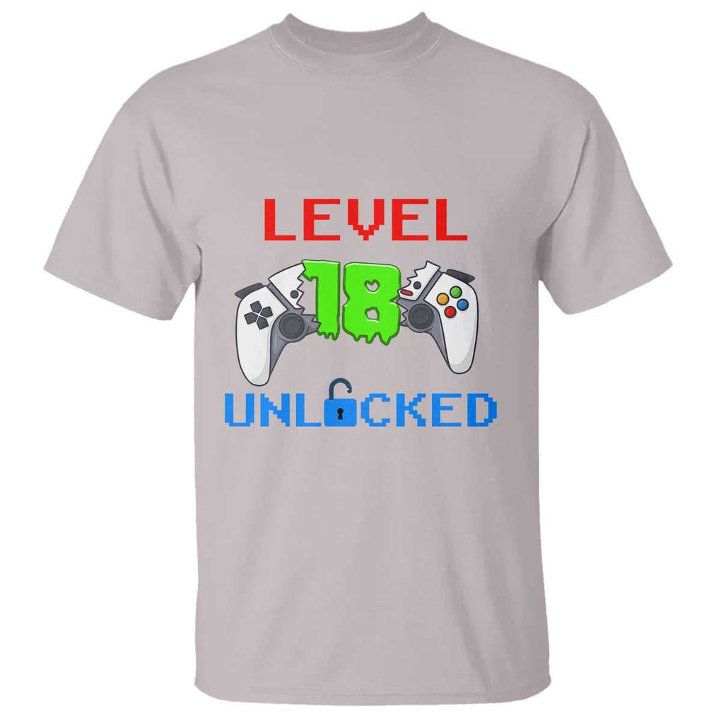 Gamer Birthday T Shirt Day Of Birth Level 18 Unlocked Video Game TS09 Ice Gray Print Your Wear