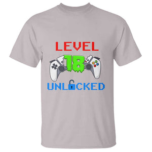 Gamer Birthday T Shirt Day Of Birth Level 18 Unlocked Video Game TS09 Ice Gray Print Your Wear