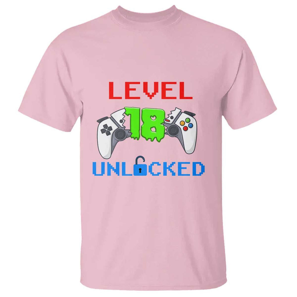 Gamer Birthday T Shirt Day Of Birth Level 18 Unlocked Video Game TS09 Light Pink Print Your Wear