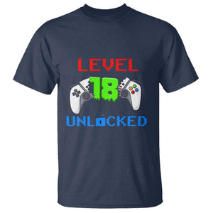 Gamer Birthday T Shirt Day Of Birth Level 18 Unlocked Video Game TS09 Navy Print Your Wear