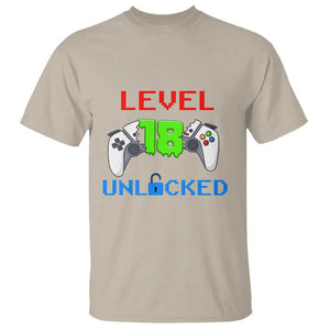 Gamer Birthday T Shirt Day Of Birth Level 18 Unlocked Video Game TS09 Sand Print Your Wear
