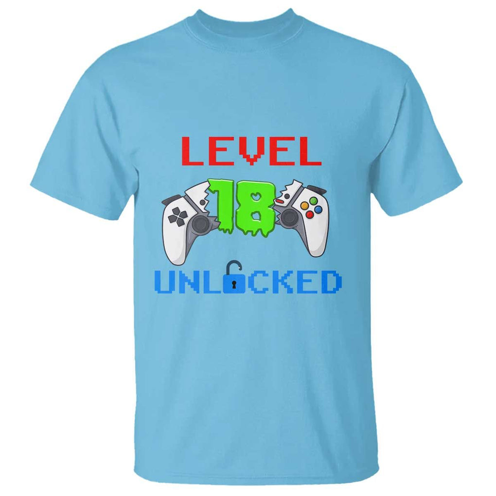 Gamer Birthday T Shirt Day Of Birth Level 18 Unlocked Video Game TS09 Sky Print Your Wear
