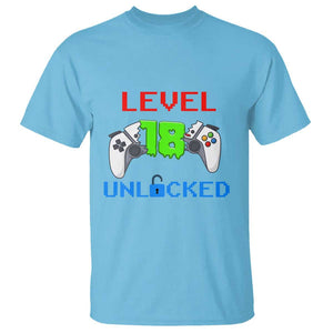 Gamer Birthday T Shirt Day Of Birth Level 18 Unlocked Video Game TS09 Sky Print Your Wear