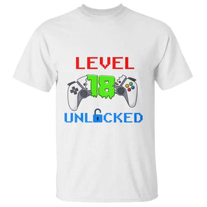 Gamer Birthday T Shirt Day Of Birth Level 18 Unlocked Video Game TS09 White Print Your Wear