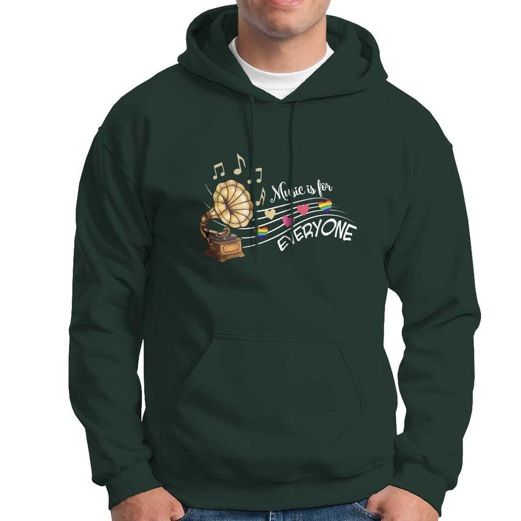 Music Lover Teacher Hoodie Music Is For Everyone TS09 Dark Forest Green Print Your Wear