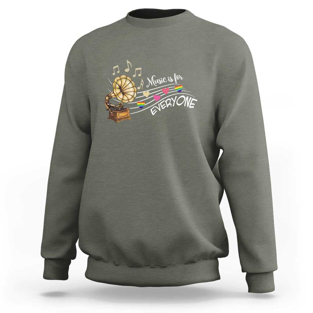 Music Lover Teacher Sweatshirt Music Is For Everyone TS09 Military Green Print Your Wear