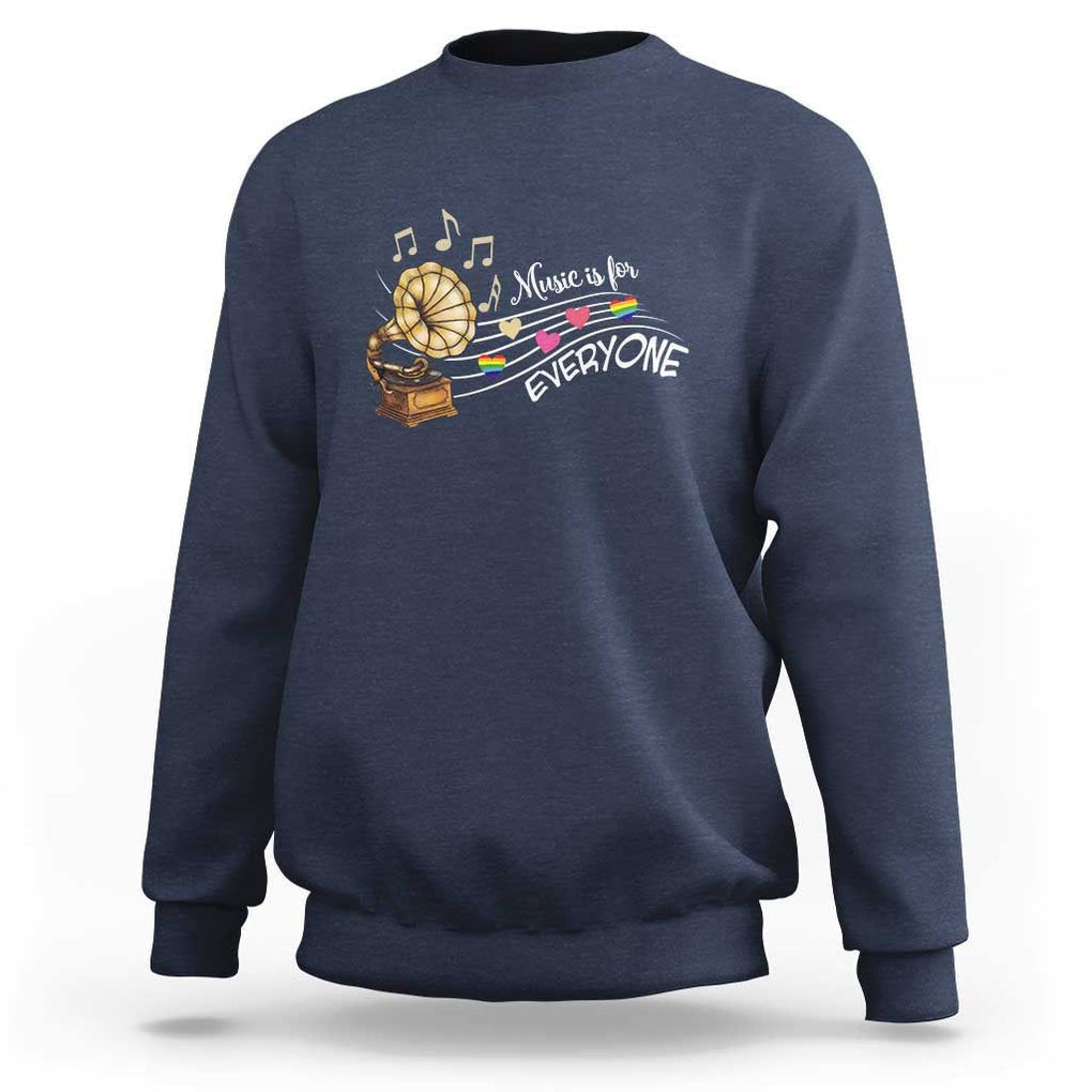 Music Lover Teacher Sweatshirt Music Is For Everyone TS09 Navy Print Your Wear