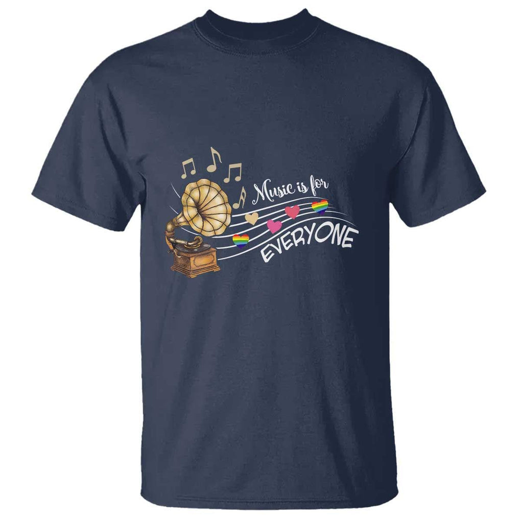 Music Lover Teacher T Shirt Music Is For Everyone TS09 Navy Print Your Wear