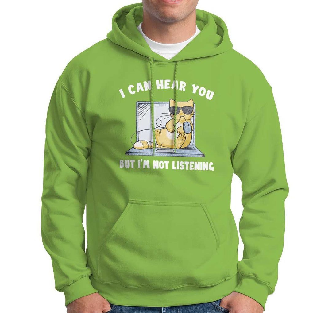 Cat Lover Hoodie I Can Hear You But I'm Not Listening TS09 Lime Print Your Wear